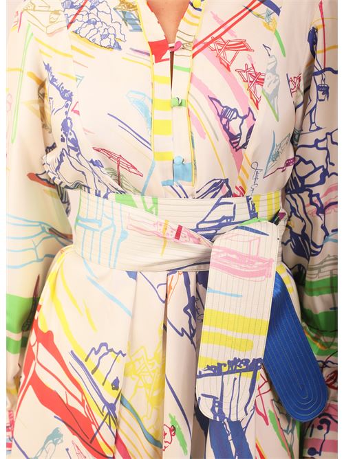 silk obi belt with beach pattern Laboratorio Capri | OBISPIAGGIA